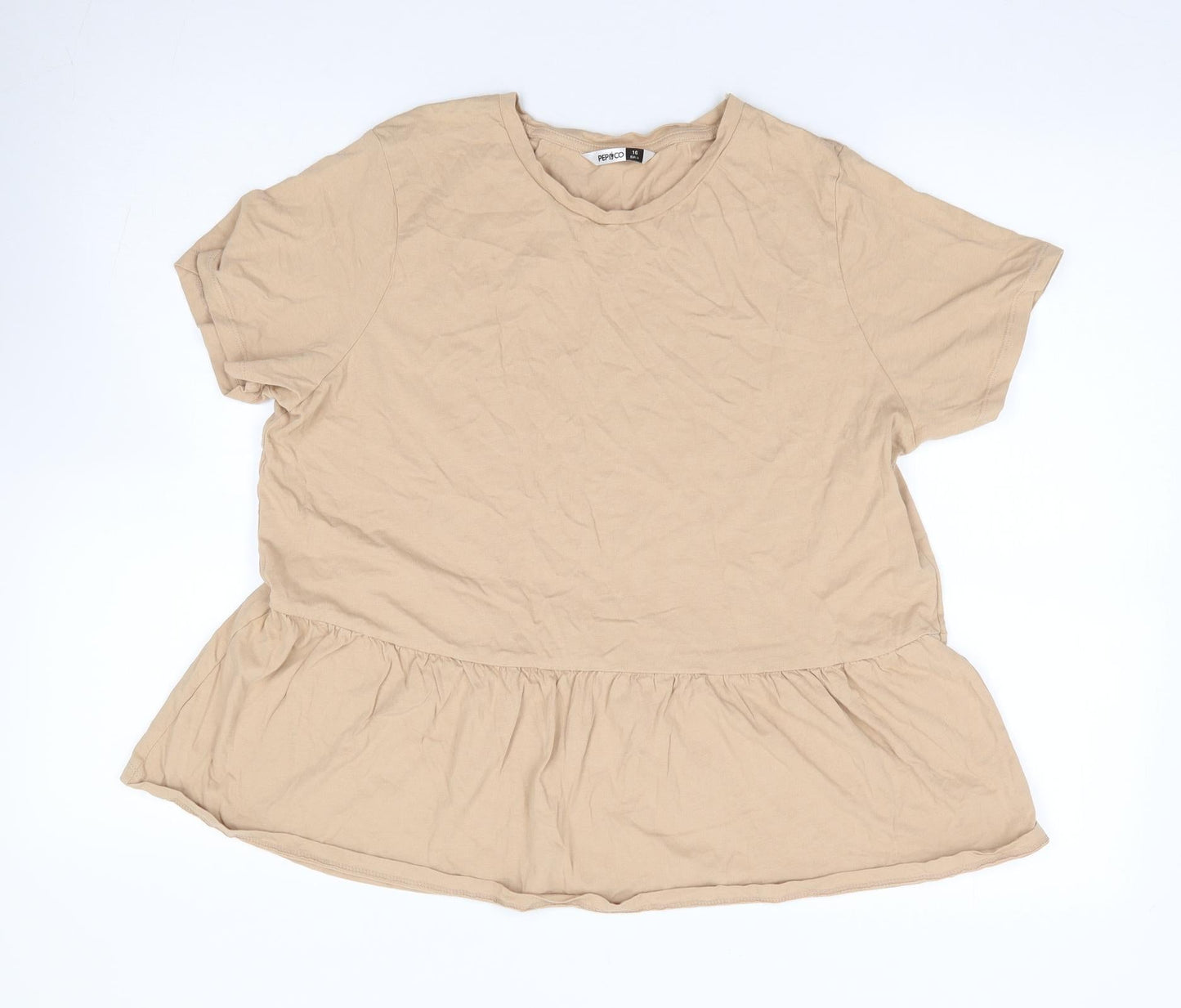 Womens UK Size 16 Pep & Co Beige Jersey T-Shirt