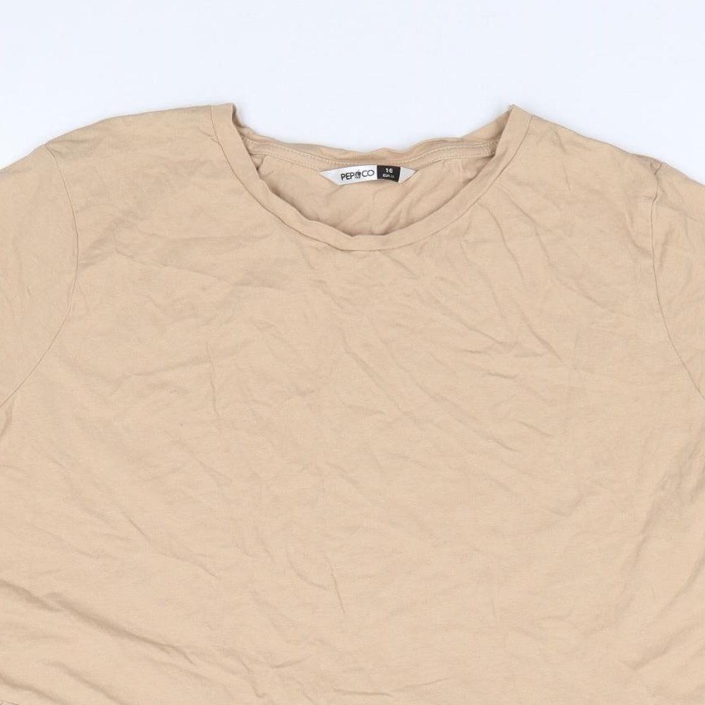 Womens UK Size 16 Pep & Co Beige Jersey T-Shirt
