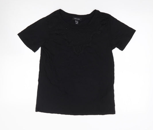 Womens UK Size 10 New Look Black Jersey T-Shirt