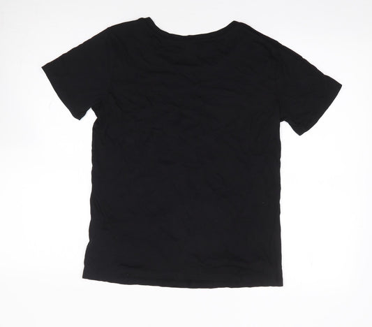 Womens UK Size 10 New Look Black Jersey T-Shirt