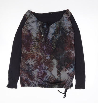 Geisha Womens Multicoloured Geometric Polyester Jersey Blouse Size S Scoop Neck