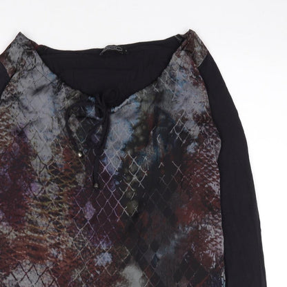 Geisha Womens Multicoloured Geometric Polyester Jersey Blouse Size S Scoop Neck