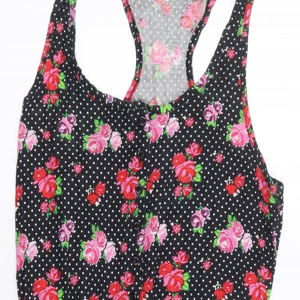 Primark Womens Multicoloured Floral Viscose Romper One-Piece Size 10 Button