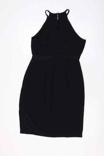 FOREVER 21 Womens Black Polyester Shift Size M Round Neck Zip