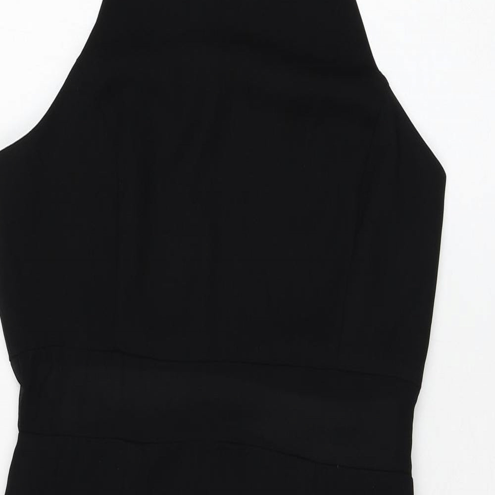 FOREVER 21 Womens Black Polyester Shift Size M Round Neck Zip