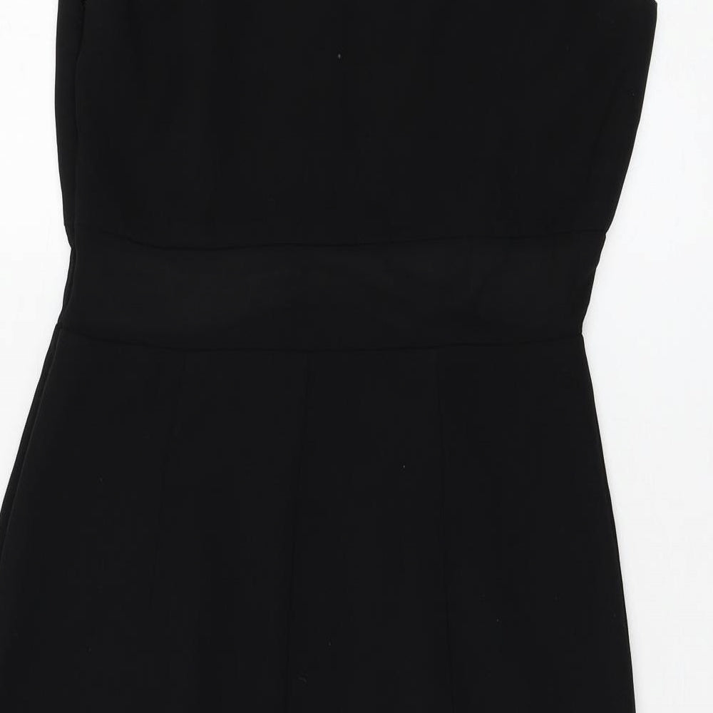 FOREVER 21 Womens Black Polyester Shift Size M Round Neck Zip