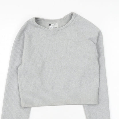Preworn Womens Grey Polyamide Basic T-Shirt Size M Round Neck Pullover