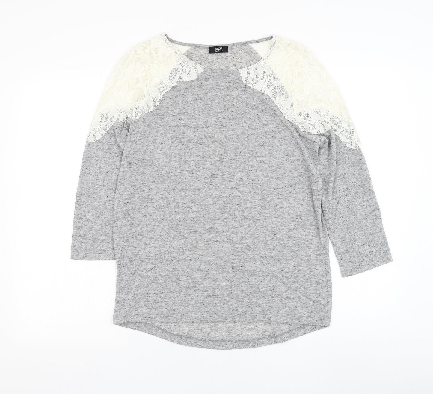 F&F Womens Grey Round Neck Polyester Pullover Jumper Size S