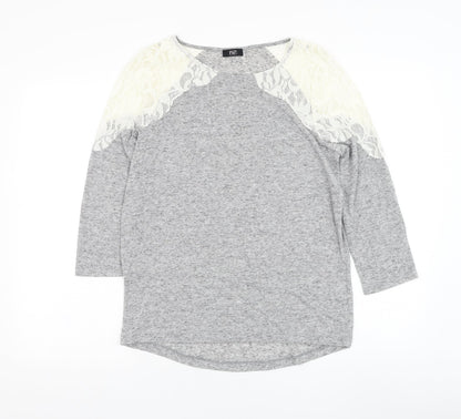 F&F Womens Grey Round Neck Polyester Pullover Jumper Size S