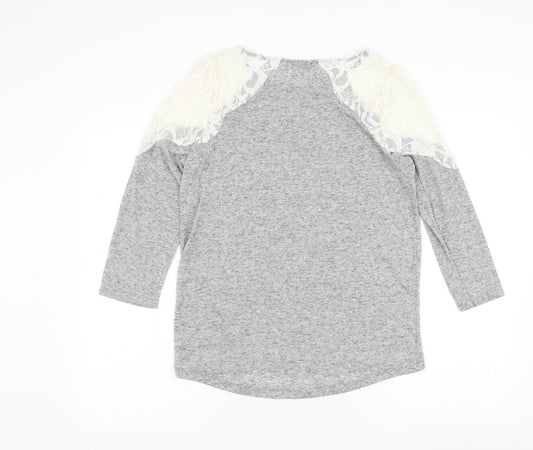 F&F Womens Grey Round Neck Polyester Pullover Jumper Size S