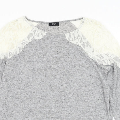F&F Womens Grey Round Neck Polyester Pullover Jumper Size S