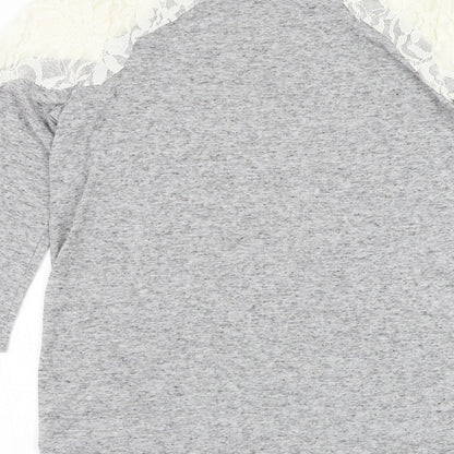 F&F Womens Grey Round Neck Polyester Pullover Jumper Size S