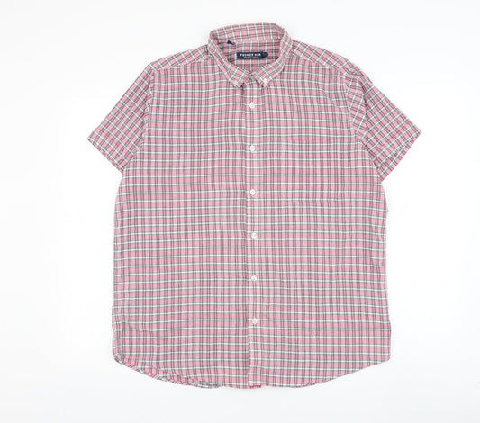 Mens UK Size L Premier Man Pink  Button-Up Short Sleeve Casual Shirt