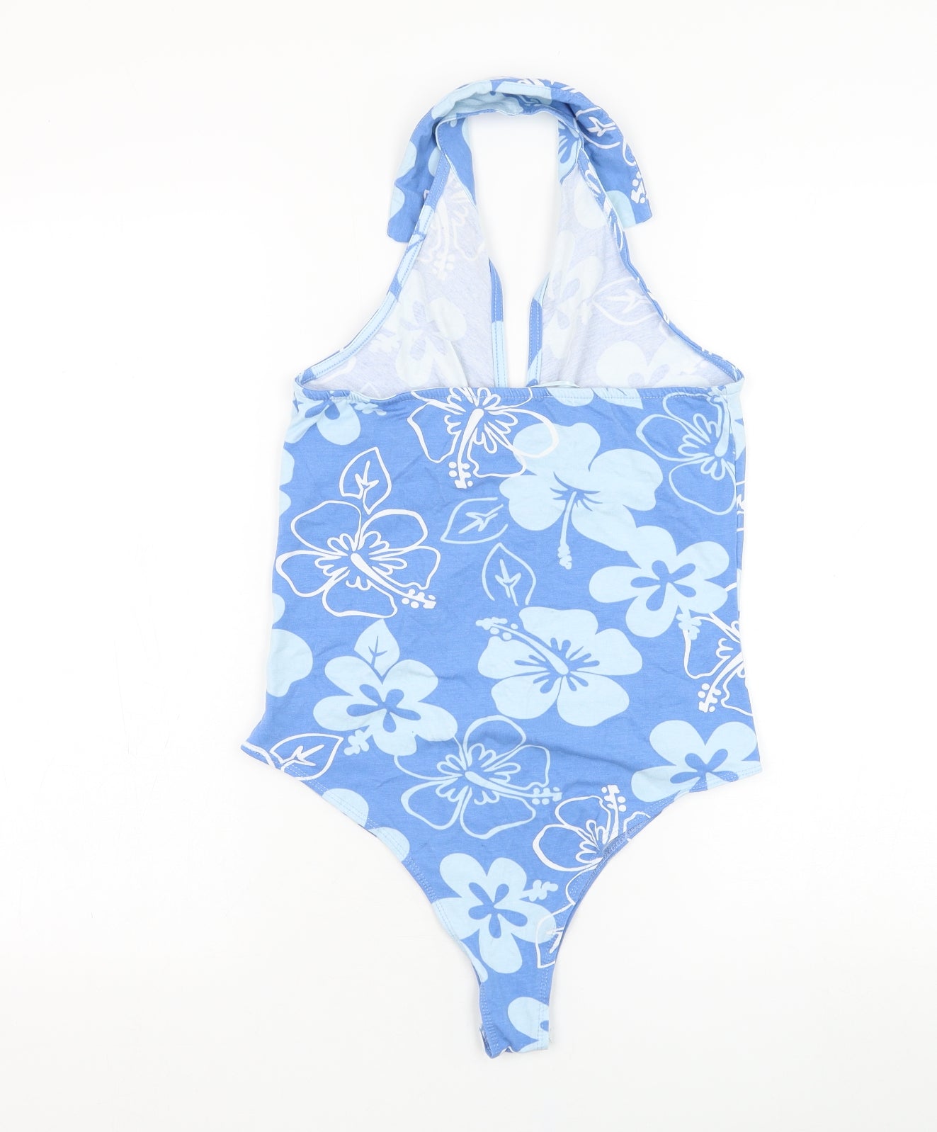 Primark Womens Blue Floral Cotton Bodysuit One-Piece Size 10 Hook & Loop