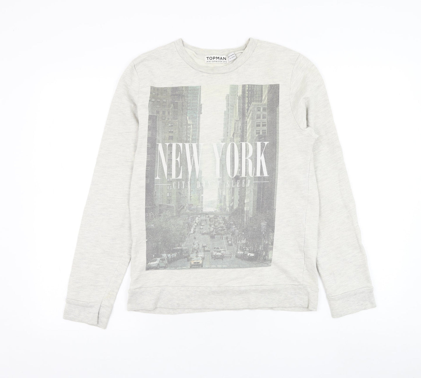 Topman Mens Grey Cotton Pullover Sweatshirt Size XS - New York