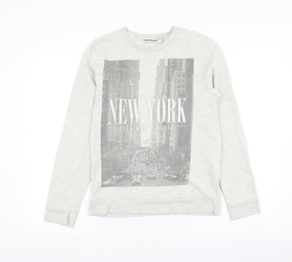 Topman Mens Grey Cotton Pullover Sweatshirt Size XS - New York