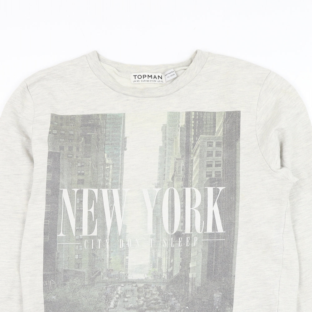 Topman Mens Grey Cotton Pullover Sweatshirt Size XS - New York