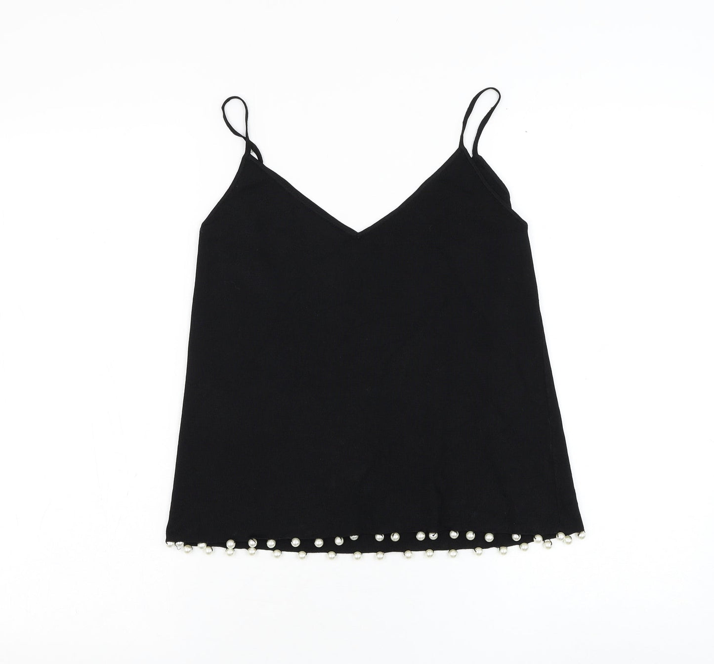 Womens UK Size S Zara Black Basic Tank