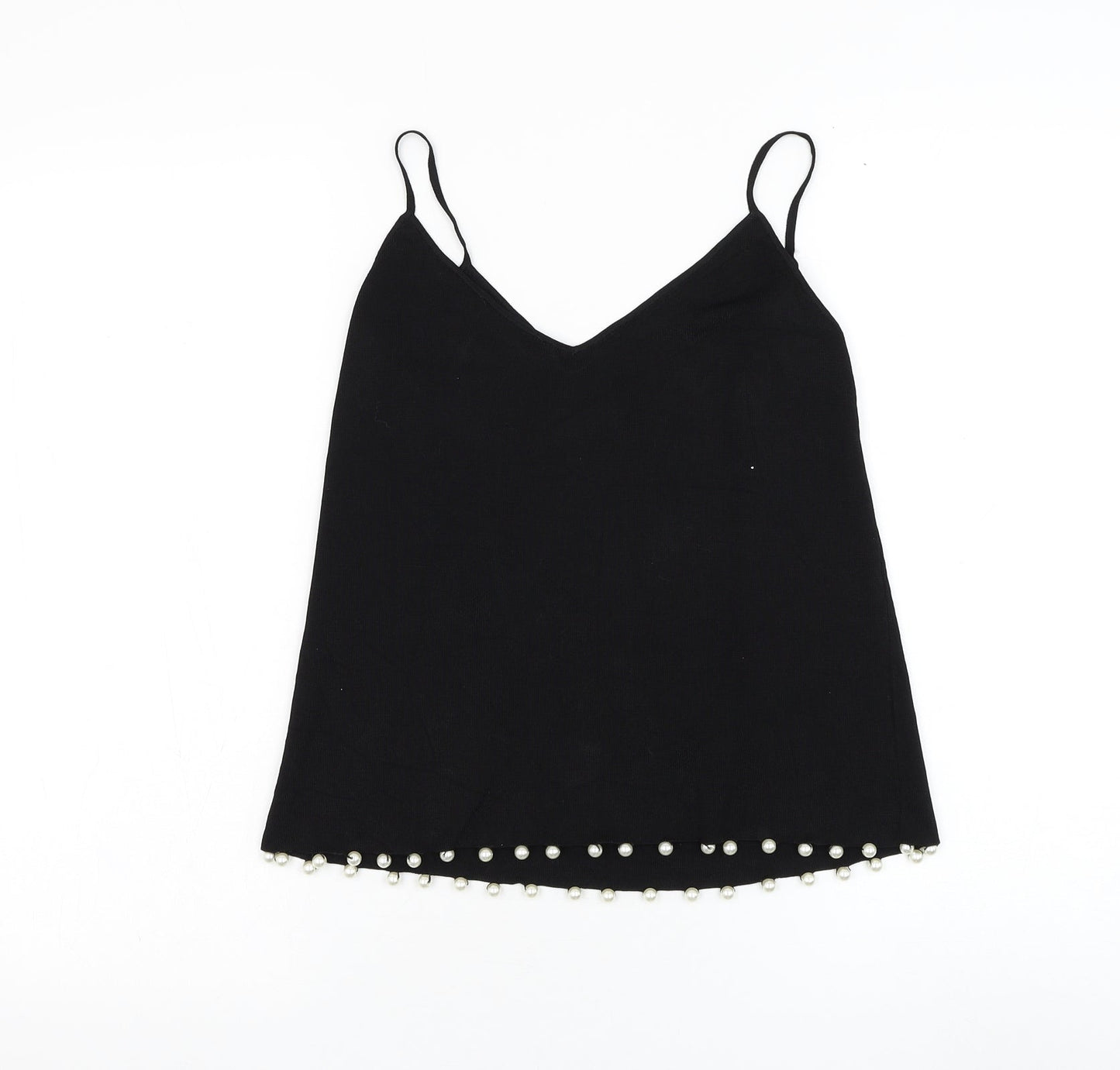 Womens UK Size S Zara Black Basic Tank