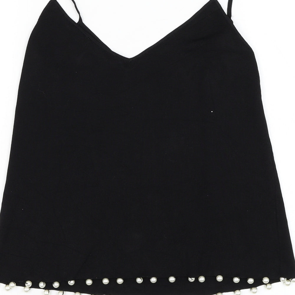 Womens UK Size S Zara Black Basic Tank