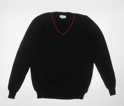 dimentions Mens Black V-Neck Acrylic Pullover Jumper Size M