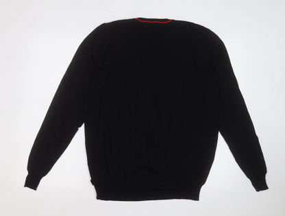 dimentions Mens Black V-Neck Acrylic Pullover Jumper Size M