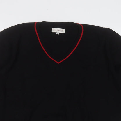 dimentions Mens Black V-Neck Acrylic Pullover Jumper Size M