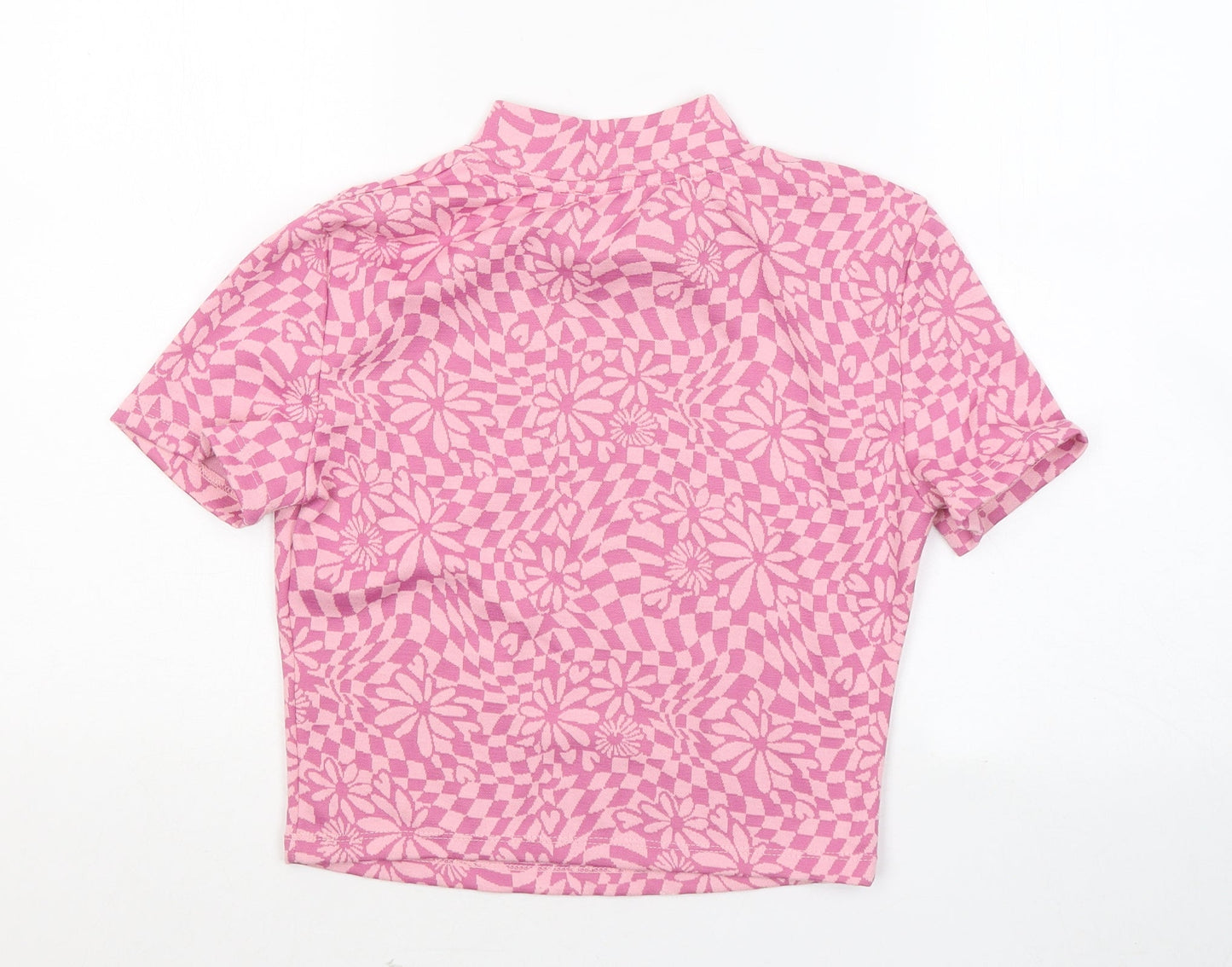 Primark Womens Pink Round Neck Geometric Polyester Pullover Jumper Size 12