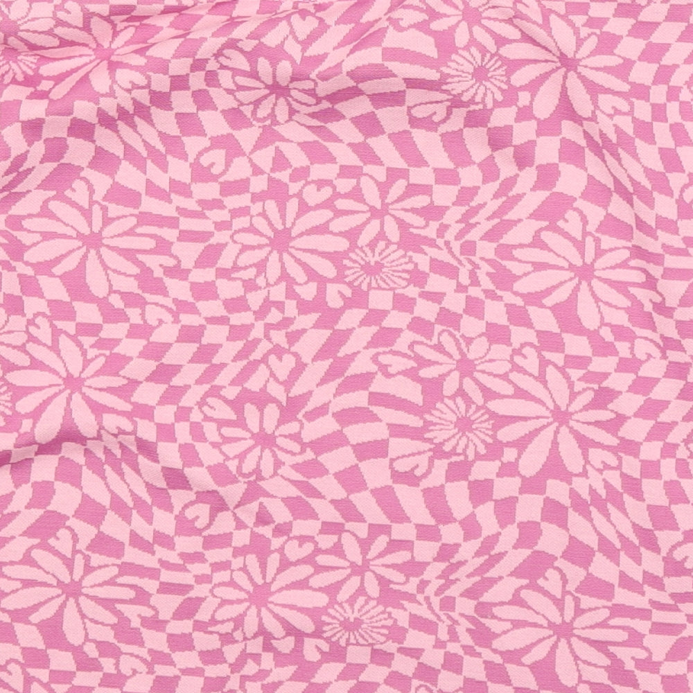Primark Womens Pink Round Neck Geometric Polyester Pullover Jumper Size 12