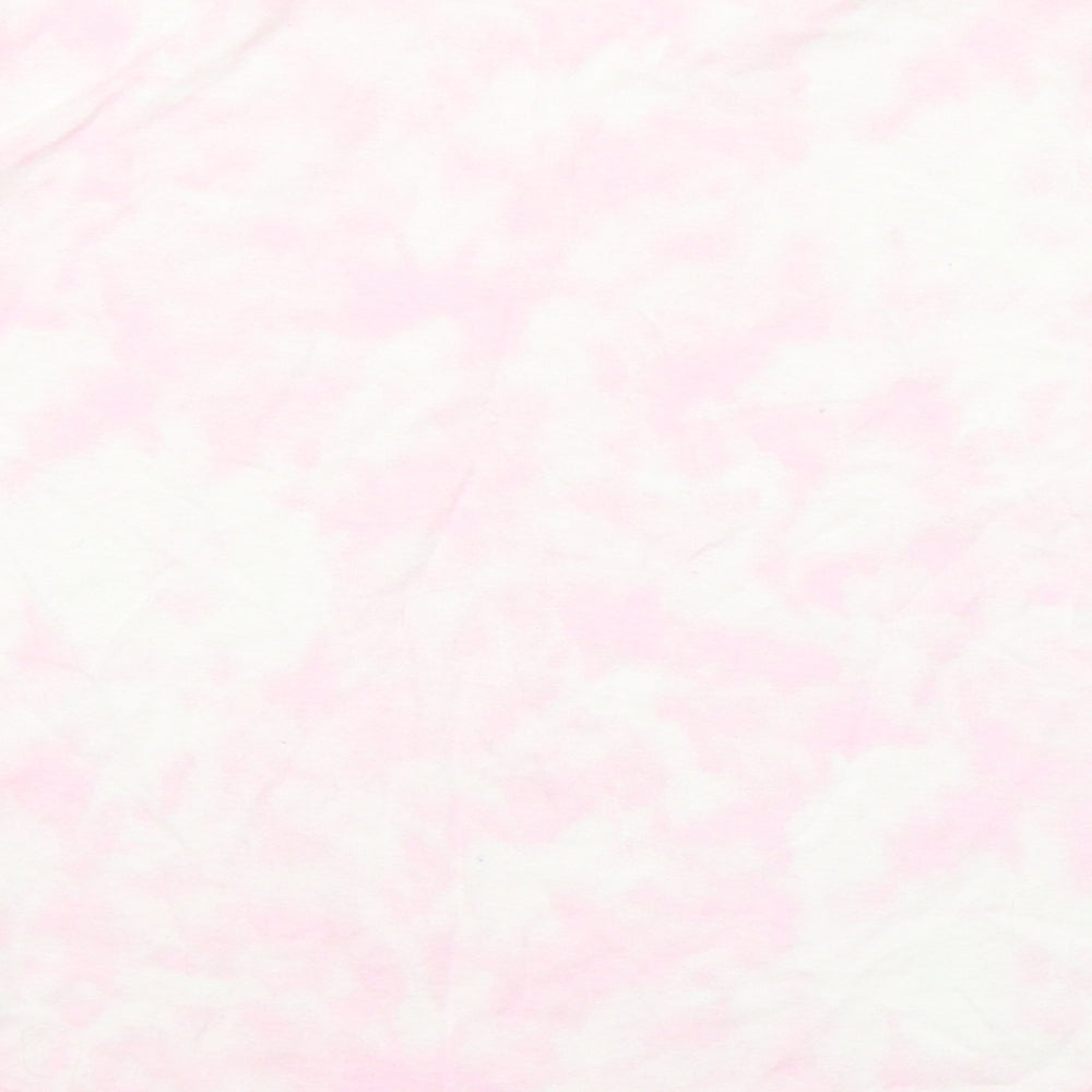 Primark Womens Pink Geometric Cotton Basic T-Shirt Size 6 Round Neck