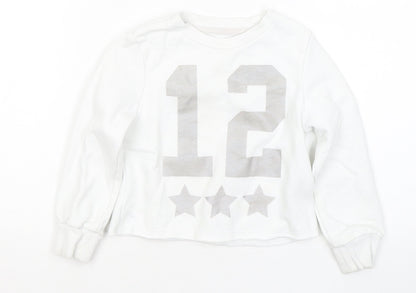 F&F Girls White Cotton Pullover Sweatshirt Size 4-5 Years - 12