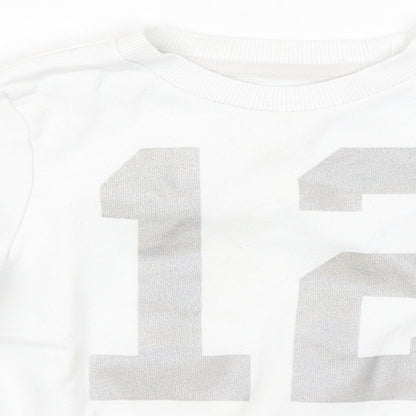 F&F Girls White Cotton Pullover Sweatshirt Size 4-5 Years - 12