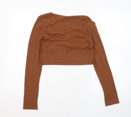 SheIn Girls Brown Round Neck Polyester Pullover Jumper Size M