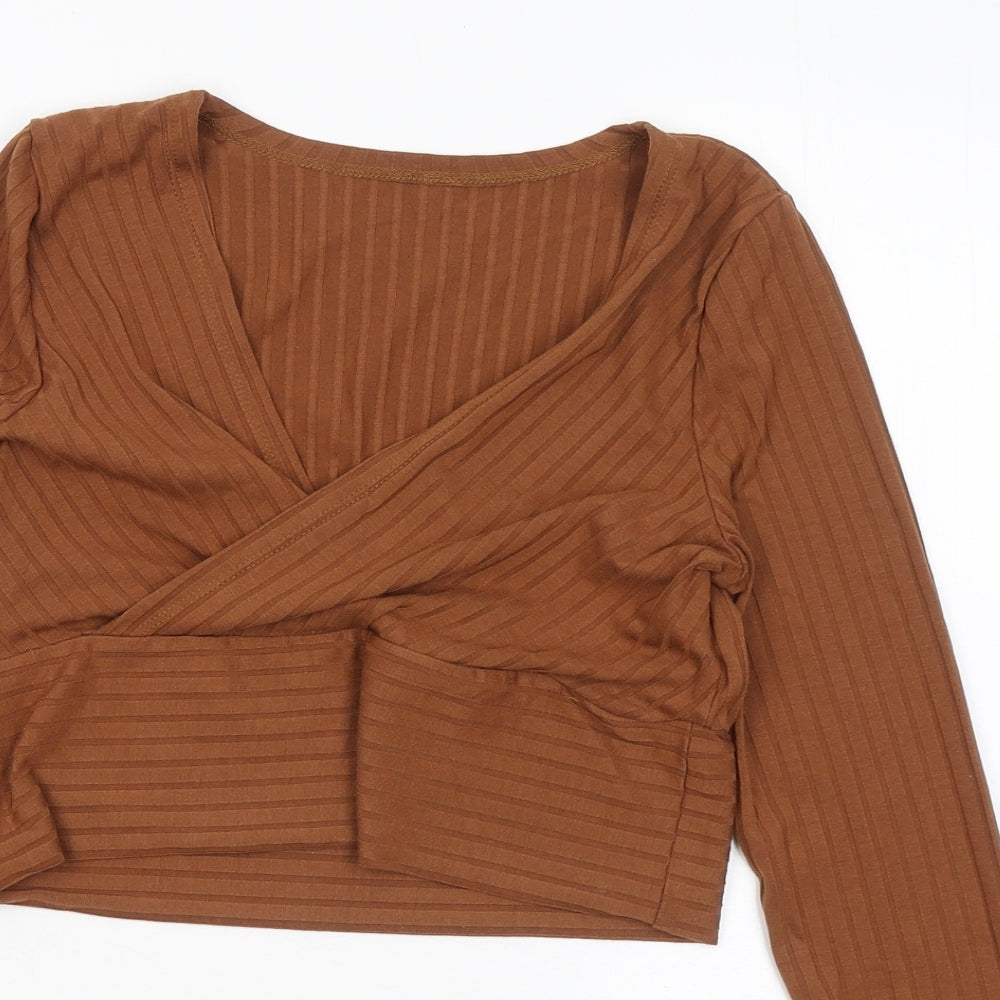 SheIn Girls Brown Round Neck Polyester Pullover Jumper Size M