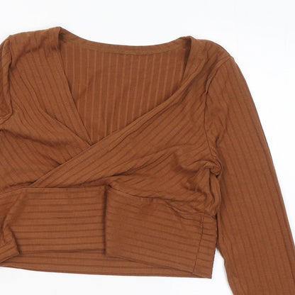 SheIn Girls Brown Round Neck Polyester Pullover Jumper Size M