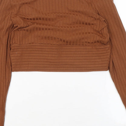 SheIn Girls Brown Round Neck Polyester Pullover Jumper Size M