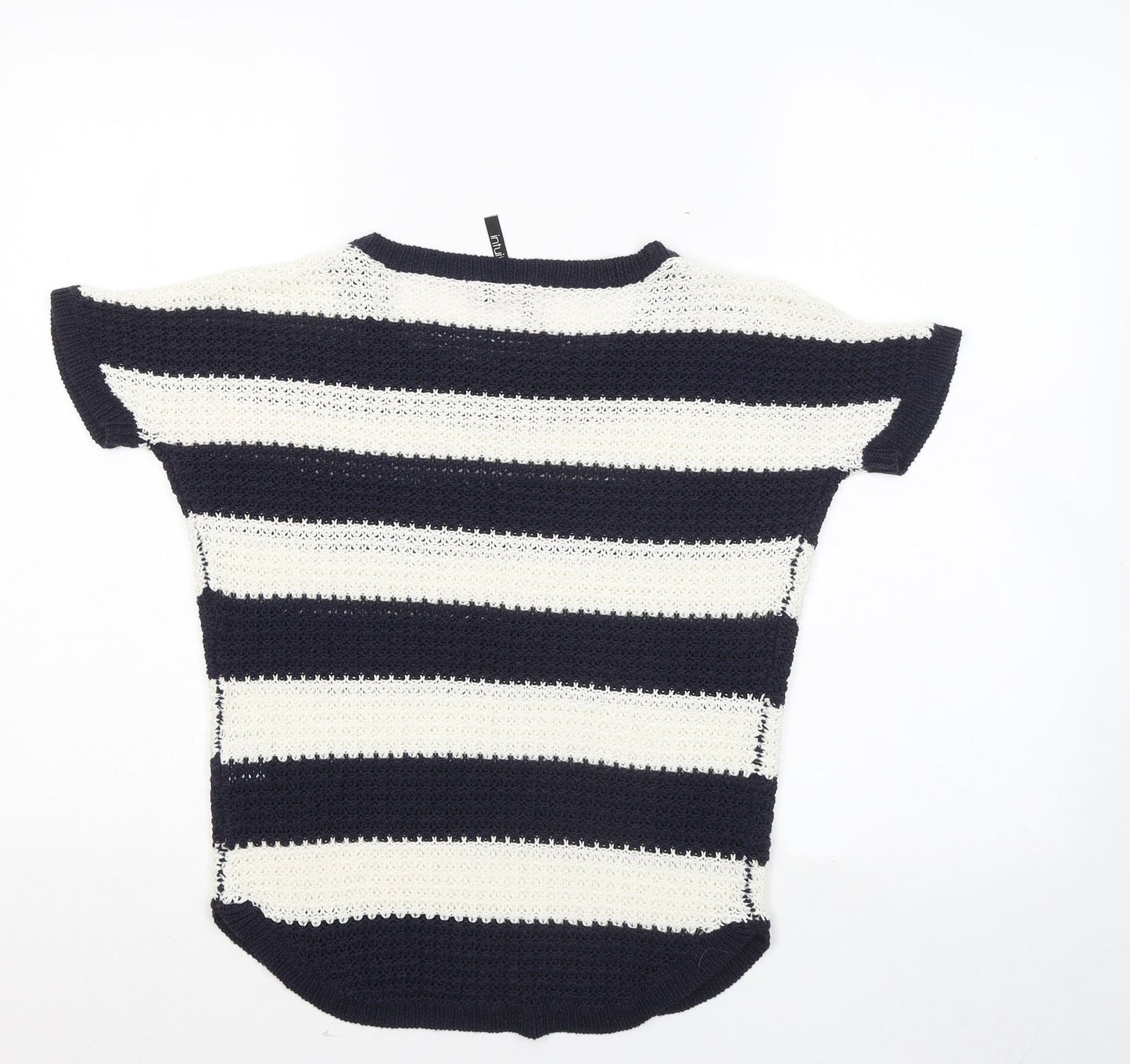 Intuition Womens Blue Round Neck Striped Acrylic Pullover Jumper Size 8