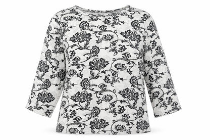 Artscape Womens White Round Neck Floral Cotton Pullover Jumper Size M