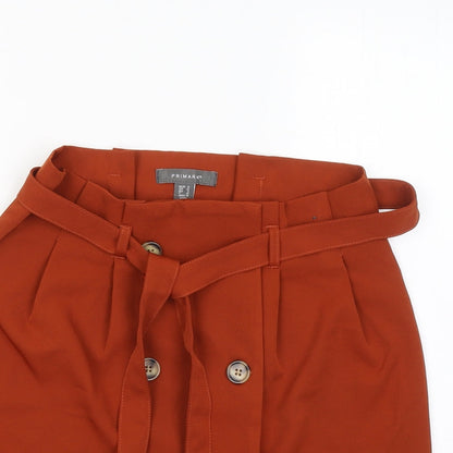 Primark Womens Orange Polyester A-Line Skirt Size 10