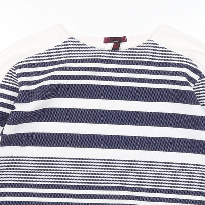 Missi London Womens Blue Round Neck Striped Polyester Pullover Jumper Size 10
