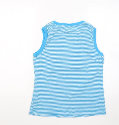 Avenue Womens Blue Round Neck Striped Polyester Vest Jumper Size L