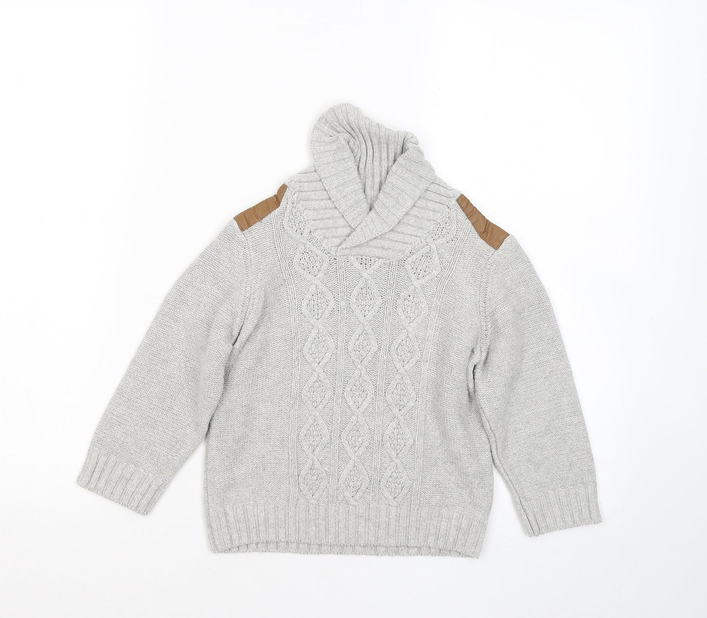 Mothercare Girls Grey Mock Neck Cotton Pullover Jumper Size 2-3 Years