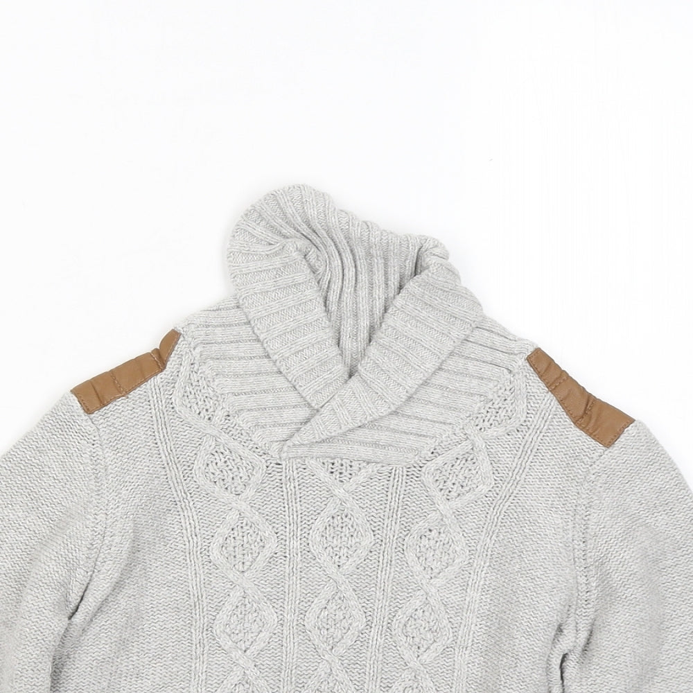 Mothercare Girls Grey Mock Neck Cotton Pullover Jumper Size 2-3 Years