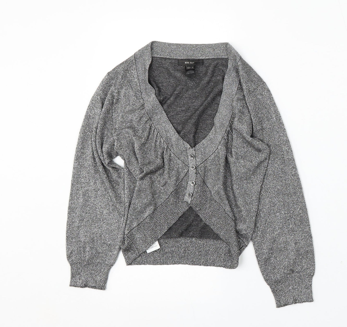 Womens UK Size S MNG Silver Cardigan Jumper