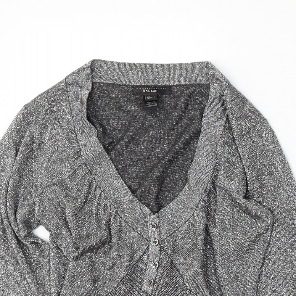 Womens UK Size S MNG Silver Cardigan Jumper