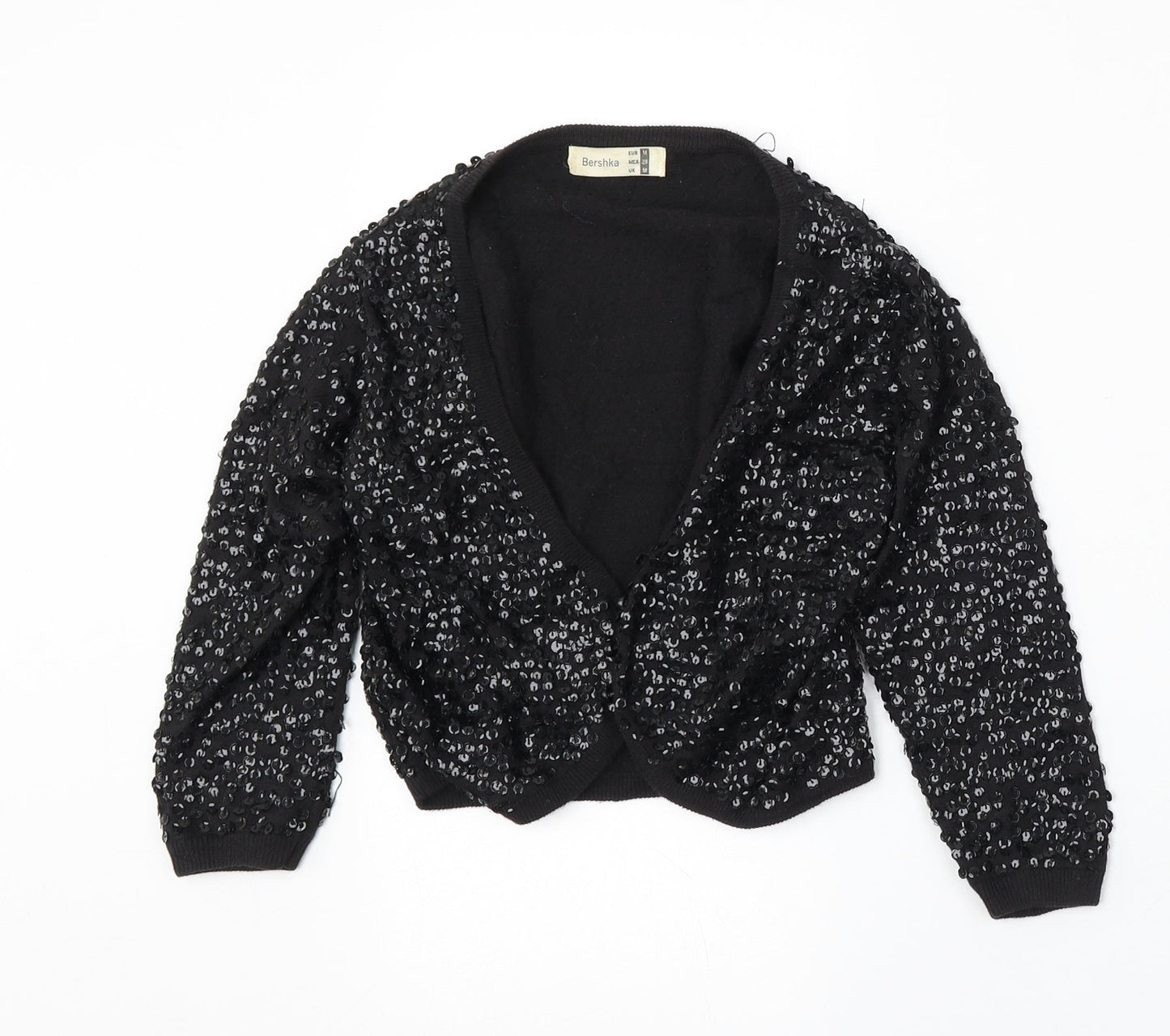 Womens UK Size M Bershka Black Cardigan Jumper