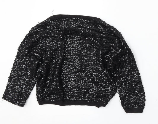 Womens UK Size M Bershka Black Cardigan Jumper
