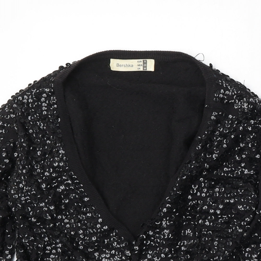 Womens UK Size M Bershka Black Cardigan Jumper