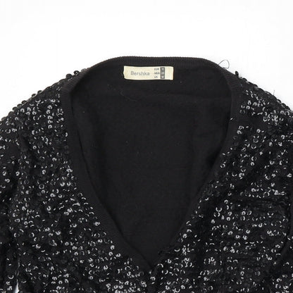 Womens UK Size M Bershka Black Cardigan Jumper
