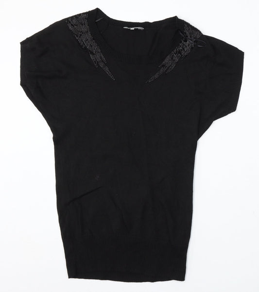 Womens UK Size S Mia Moda Black Pullover Jumper